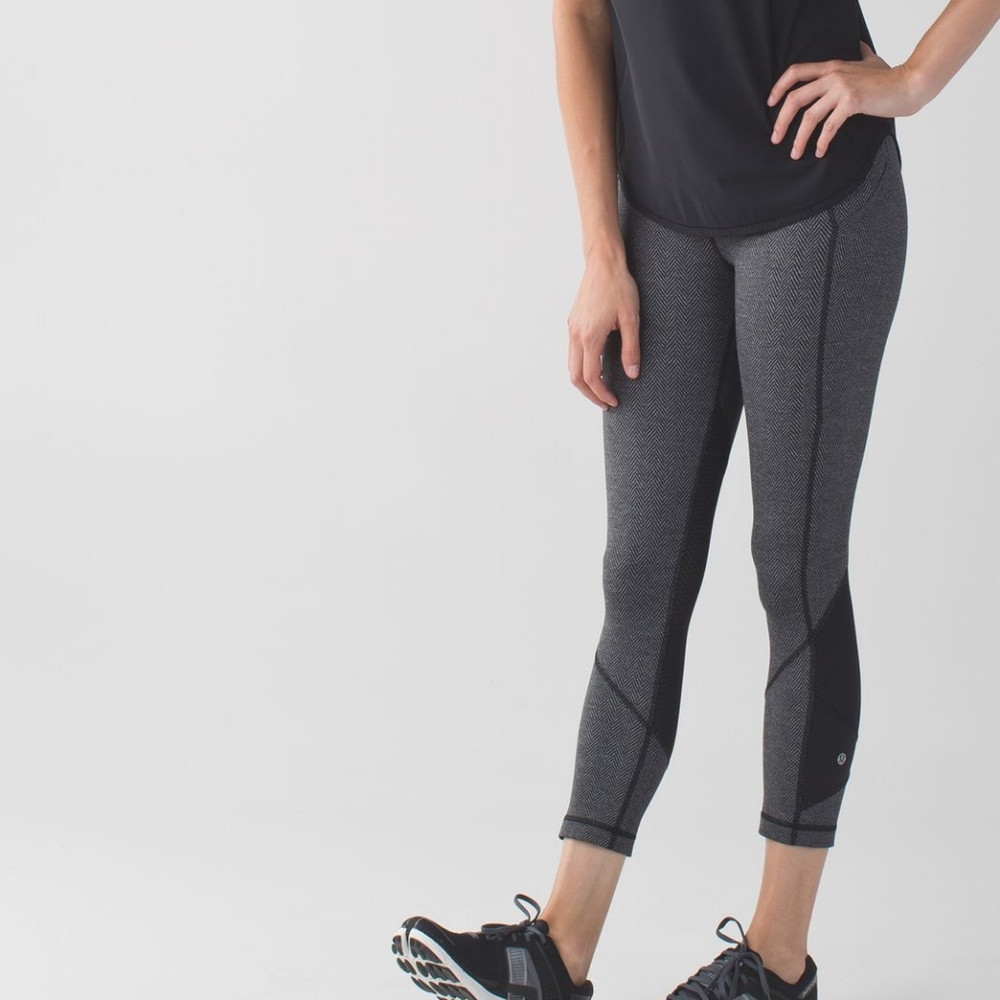 EUC Lululemon Pace Rival Crop giant herringbone size 6